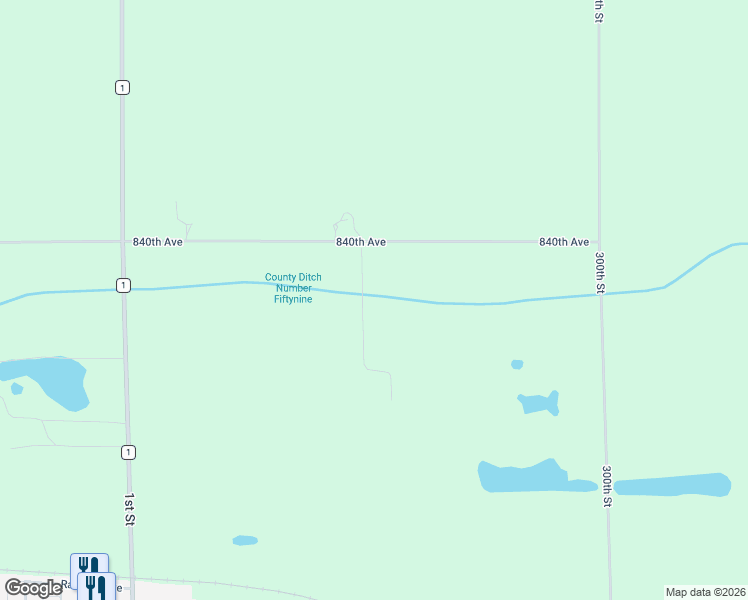 map of restaurants, bars, coffee shops, grocery stores, and more near 29417-29739 840th Avenue in Danube