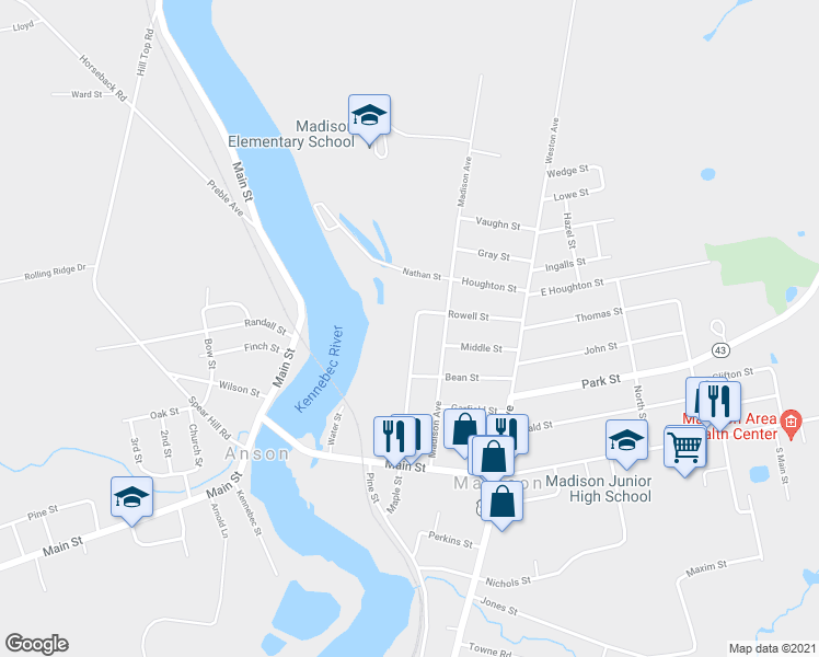 map of restaurants, bars, coffee shops, grocery stores, and more near 72 Maple Street in Madison