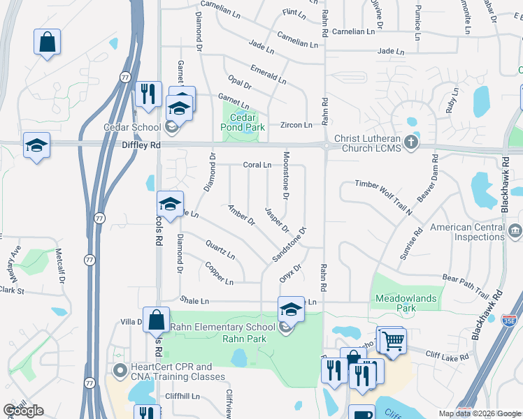map of restaurants, bars, coffee shops, grocery stores, and more near 4271 Jasper Drive in Eagan