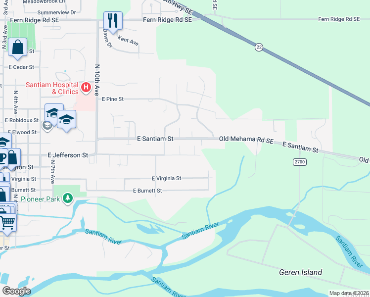 map of restaurants, bars, coffee shops, grocery stores, and more near 998 Cooper Ct in Stayton