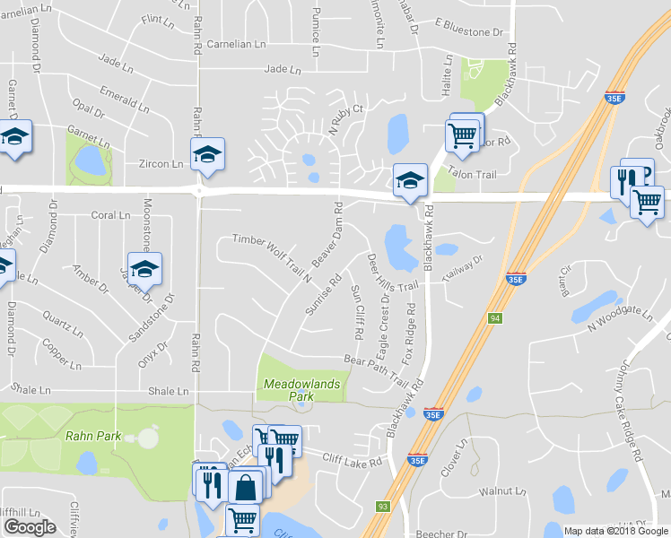 map of restaurants, bars, coffee shops, grocery stores, and more near 4257 Sunrise Road in Eagan