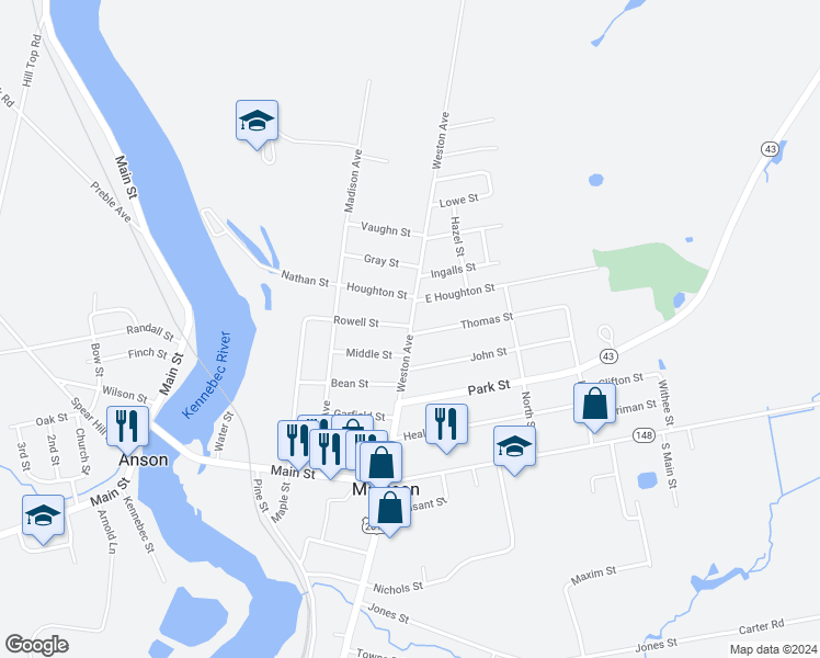 map of restaurants, bars, coffee shops, grocery stores, and more near 68 Weston Avenue in Madison