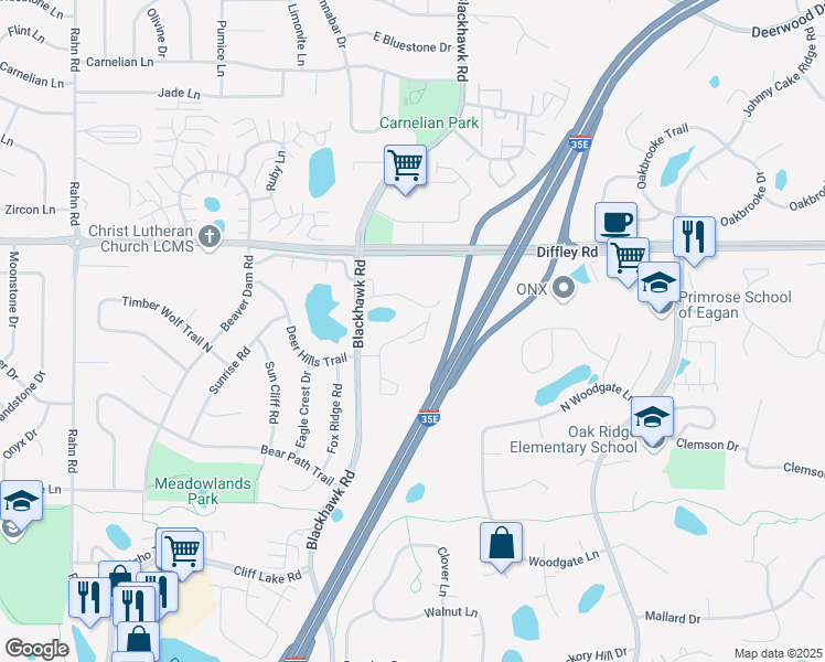 map of restaurants, bars, coffee shops, grocery stores, and more near 1837 Trailway Drive in Saint Paul