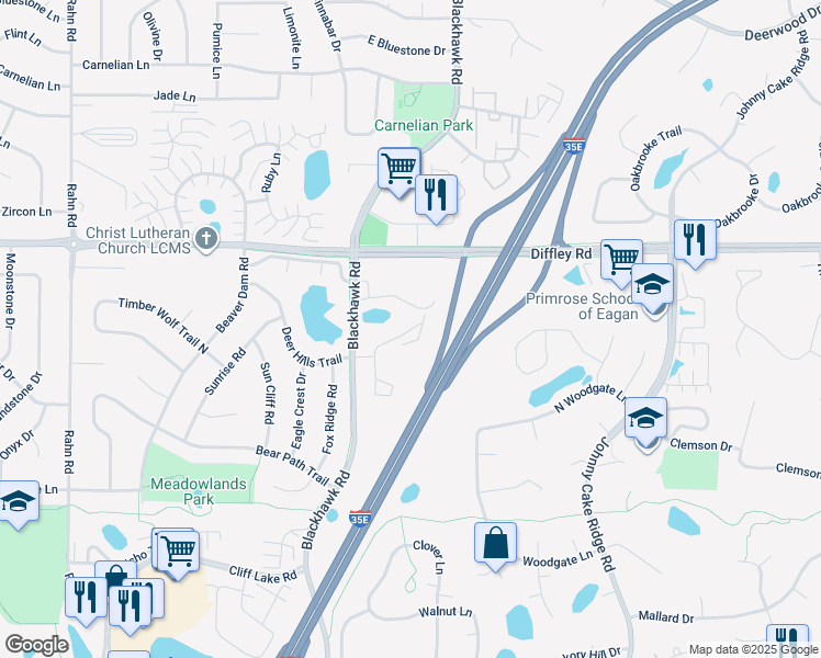 map of restaurants, bars, coffee shops, grocery stores, and more near 1837 Trailway Drive in Saint Paul