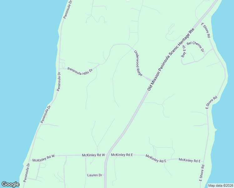 map of restaurants, bars, coffee shops, grocery stores, and more near 7700-7996 Underwood Ridge in Traverse City