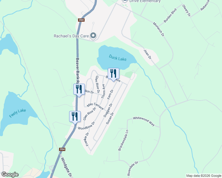 map of restaurants, bars, coffee shops, grocery stores, and more near 715 Fern Drive in Beaver Bank