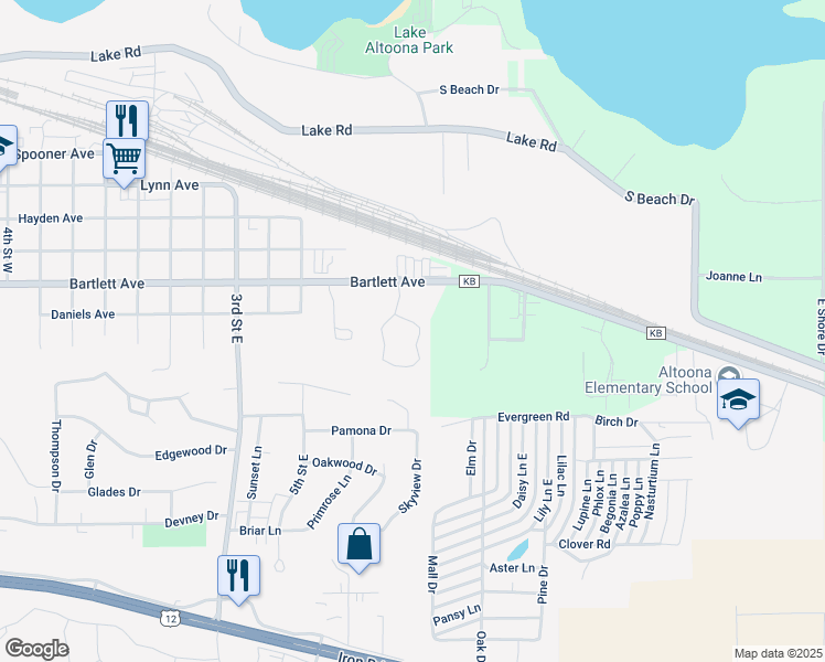 map of restaurants, bars, coffee shops, grocery stores, and more near 616 Walden Court in Altoona