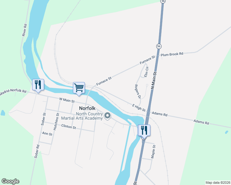 map of restaurants, bars, coffee shops, grocery stores, and more near 20 E High St in Norfolk