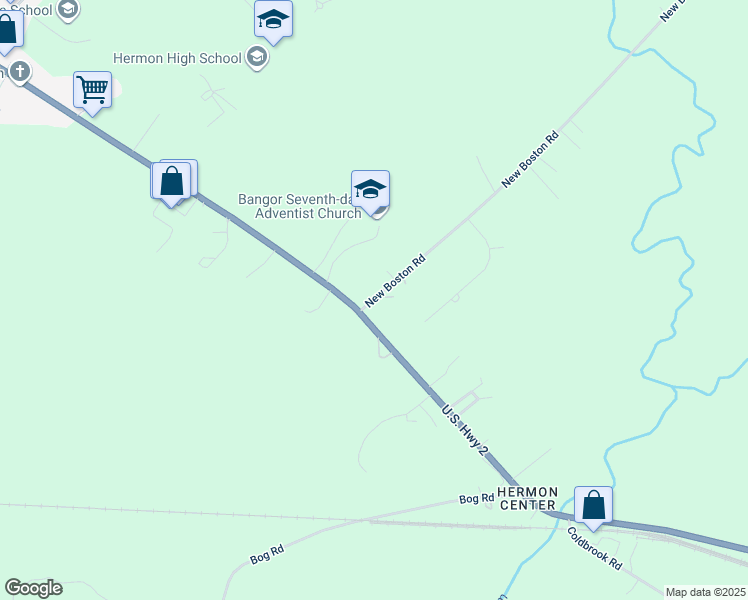 map of restaurants, bars, coffee shops, grocery stores, and more near 2312 U.S. 2 in Hermon