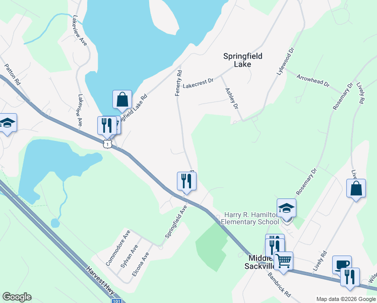 map of restaurants, bars, coffee shops, grocery stores, and more near 71 Fenerty Road in Middle Sackville