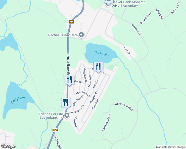 map of restaurants, bars, coffee shops, grocery stores, and more near McDonald Street in Beaver Bank