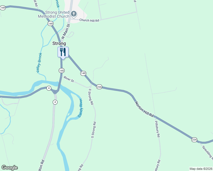 map of restaurants, bars, coffee shops, grocery stores, and more near 79 Norton Hill Road in Strong