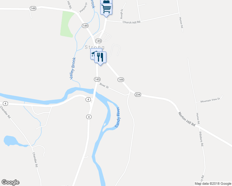 map of restaurants, bars, coffee shops, grocery stores, and more near 29 River Street in Strong