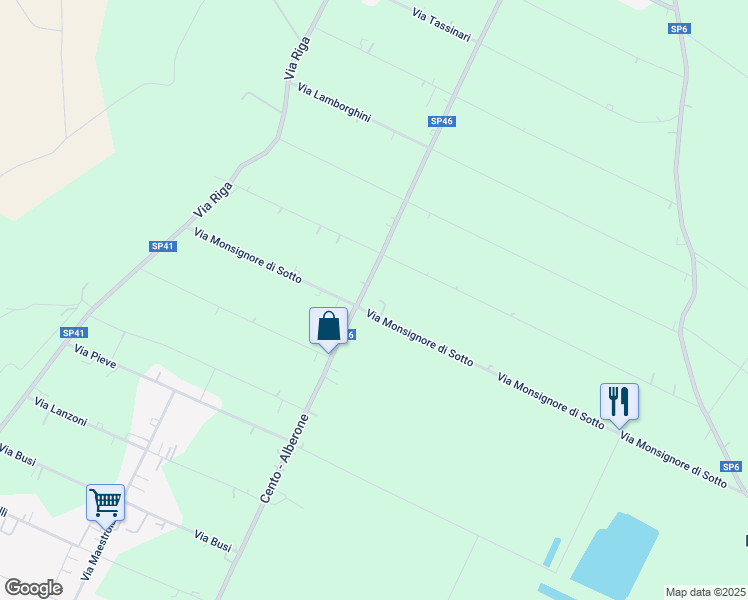 map of restaurants, bars, coffee shops, grocery stores, and more near 32a Via Monsignore di Sotto in Dodici Morelli
