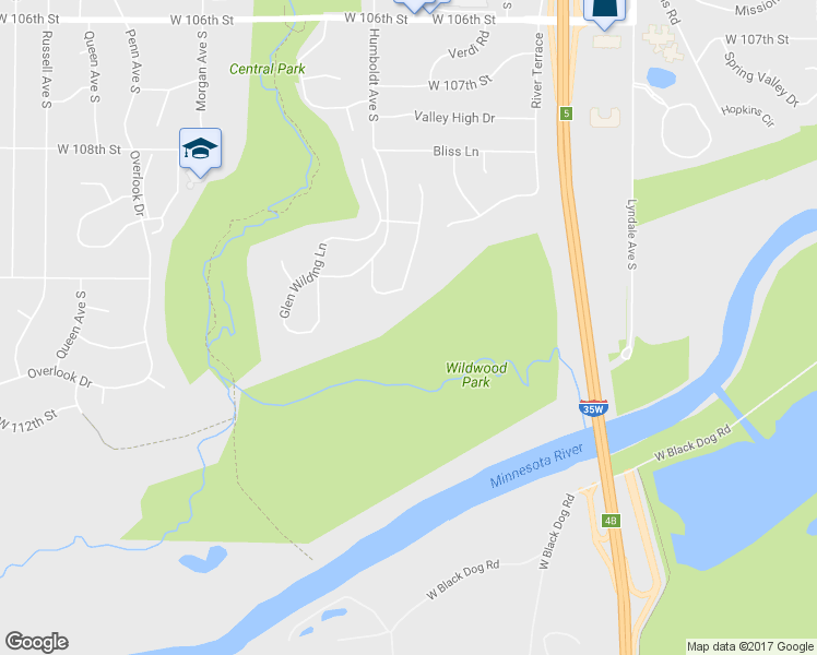 map of restaurants, bars, coffee shops, grocery stores, and more near 11101 Humboldt Avenue South in Bloomington