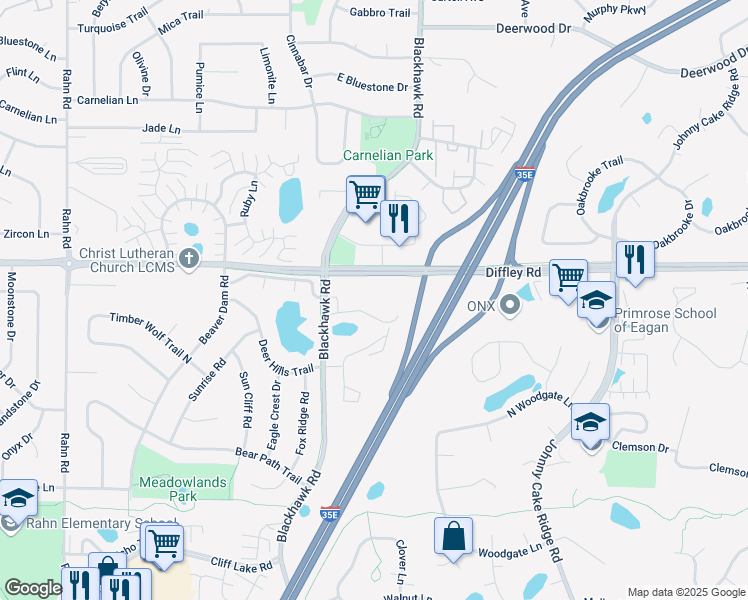map of restaurants, bars, coffee shops, grocery stores, and more near 4232 Blackhawk Road in Saint Paul