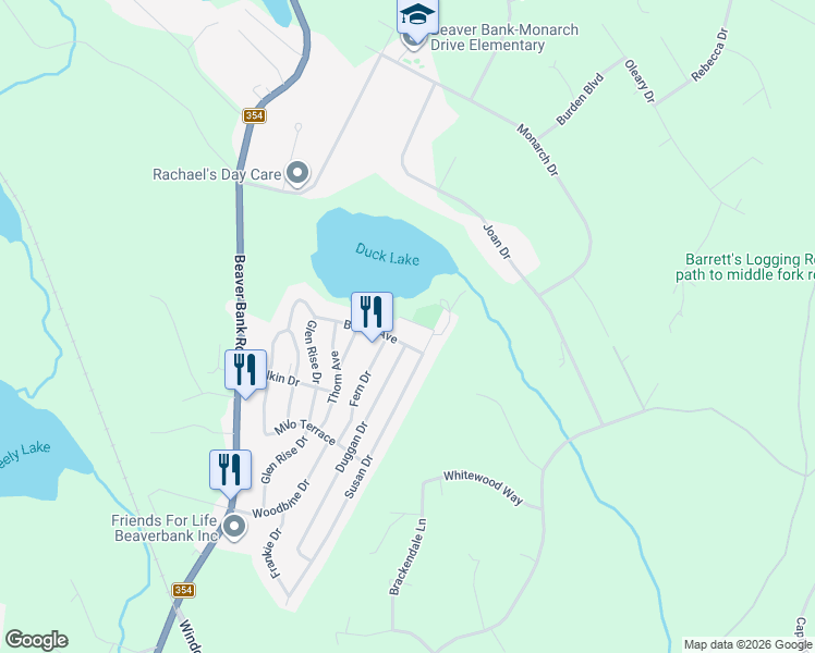 map of restaurants, bars, coffee shops, grocery stores, and more near 1410 Duck Pond Drive in Beaver Bank