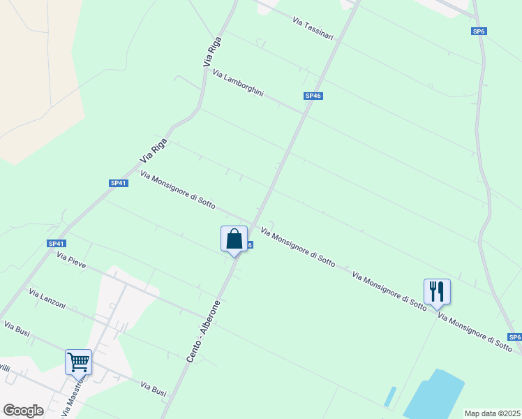 map of restaurants, bars, coffee shops, grocery stores, and more near 32a Via Monsignore di Sotto in Dodici Morelli