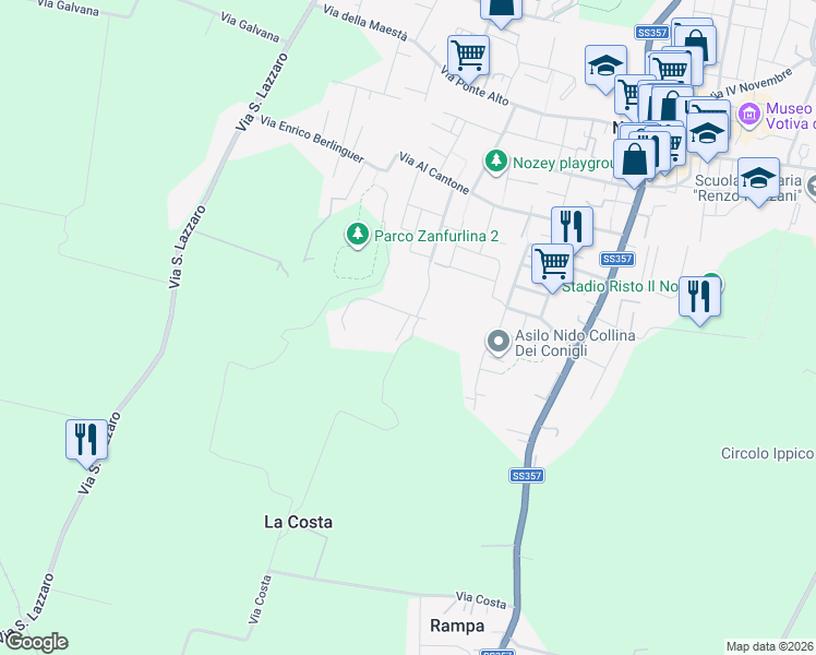 map of restaurants, bars, coffee shops, grocery stores, and more near 19 Via Sadino in Noceto