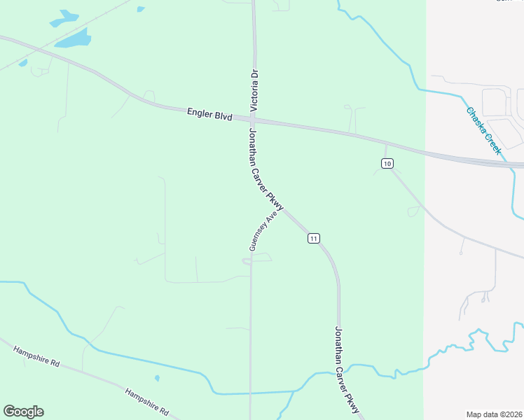 map of restaurants, bars, coffee shops, grocery stores, and more near 10860 Guernsey Avenue in Chaska