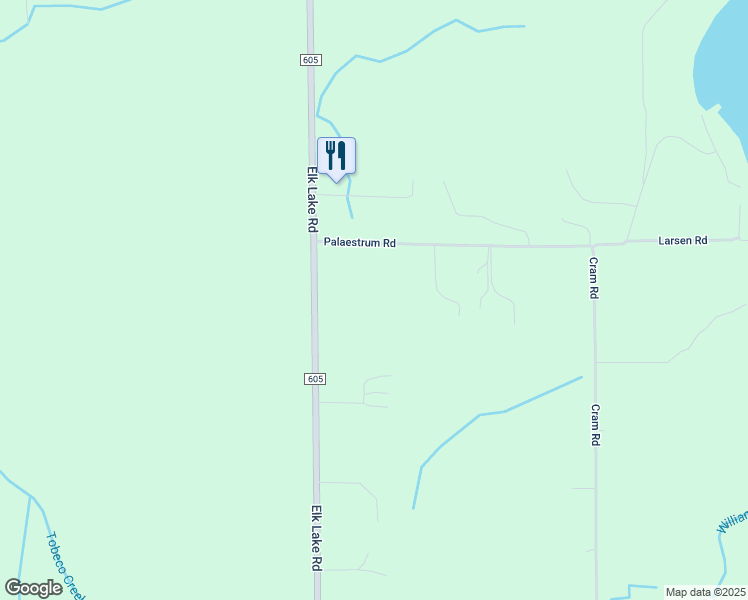 map of restaurants, bars, coffee shops, grocery stores, and more near 8150 Elk Lake Road in Williamsburg