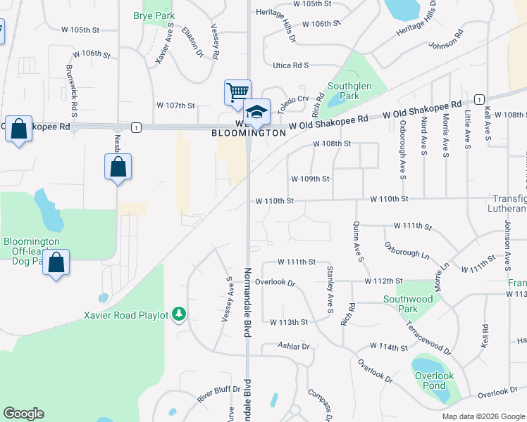 map of restaurants, bars, coffee shops, grocery stores, and more near 11045 Trail West Road in Minneapolis