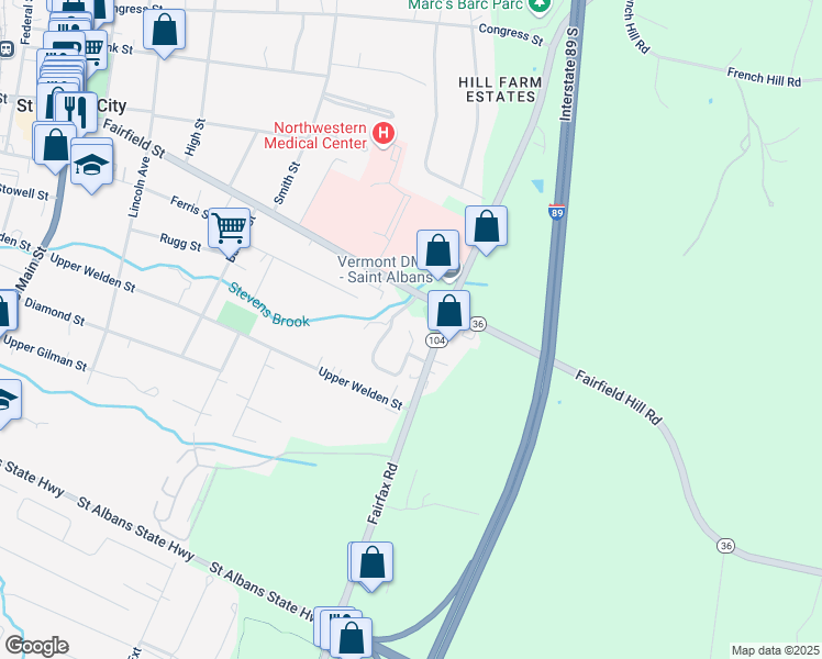 map of restaurants, bars, coffee shops, grocery stores, and more near 3 Home Health Circle in Saint Albans City
