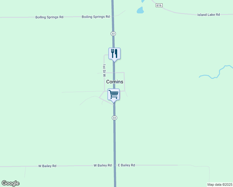 map of restaurants, bars, coffee shops, grocery stores, and more near Cleveland Avenue in Comins
