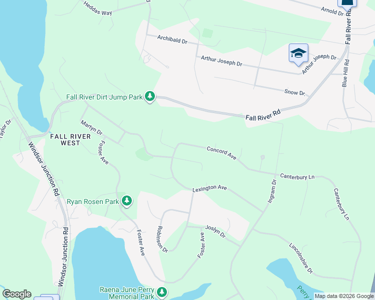 map of restaurants, bars, coffee shops, grocery stores, and more near 29 Concord Avenue in Fall River