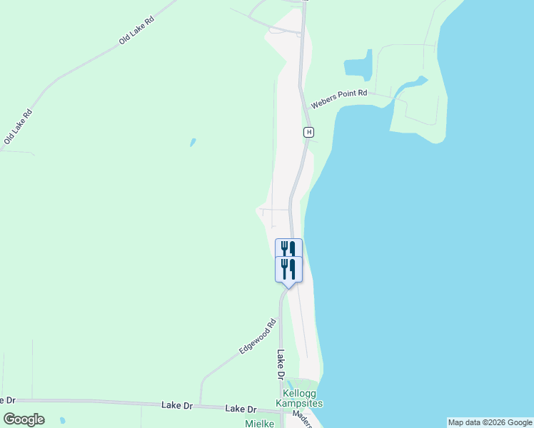 map of restaurants, bars, coffee shops, grocery stores, and more near W6508 Mork Road in Shawano