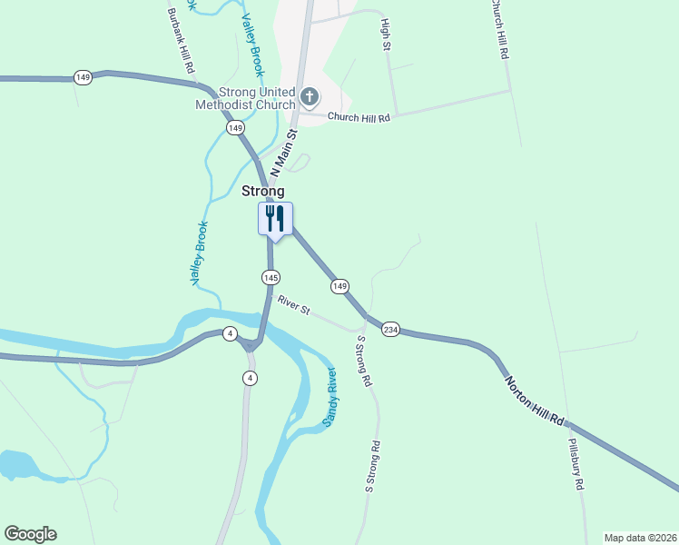 map of restaurants, bars, coffee shops, grocery stores, and more near 44 Norton Hill Road in Strong