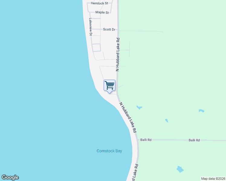 map of restaurants, bars, coffee shops, grocery stores, and more near 5163 North Hubbard Lake Road in Spruce