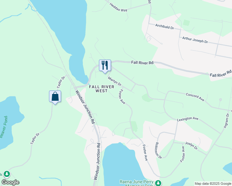 map of restaurants, bars, coffee shops, grocery stores, and more near 1 Cedarwood Court in Fall River