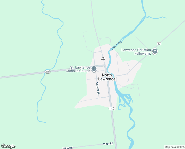 map of restaurants, bars, coffee shops, grocery stores, and more near 43 Church St in North Lawrence