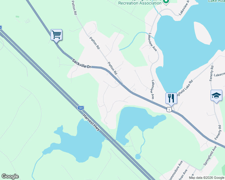 map of restaurants, bars, coffee shops, grocery stores, and more near 16 Upper Sackville Avenue in Upper Sackville