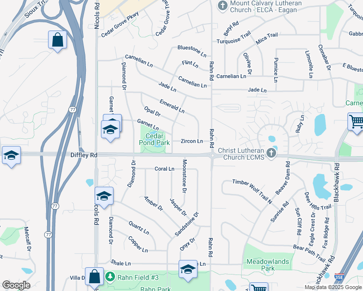 map of restaurants, bars, coffee shops, grocery stores, and more near in Eagan