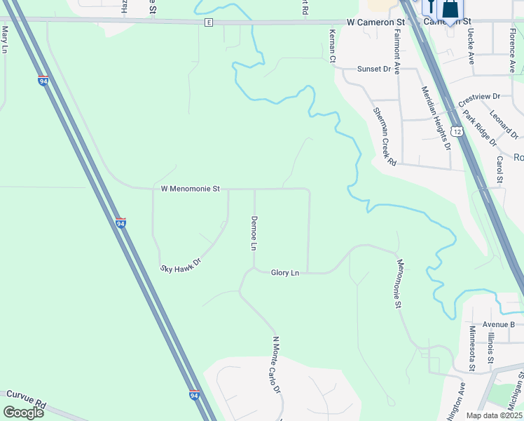 map of restaurants, bars, coffee shops, grocery stores, and more near 703 Demoe Lane in Eau Claire