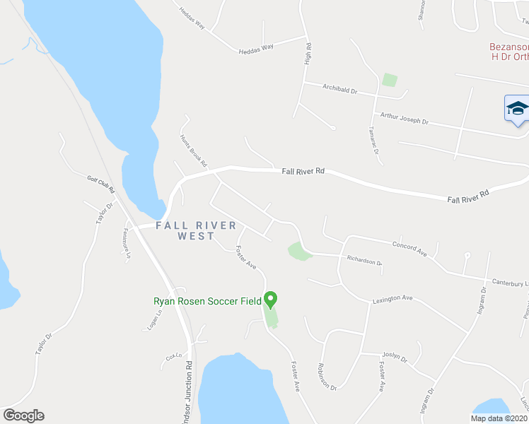 map of restaurants, bars, coffee shops, grocery stores, and more near 1 Flynn Avenue in Fall River