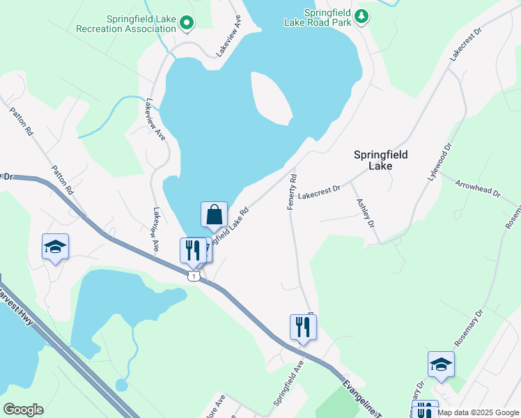 map of restaurants, bars, coffee shops, grocery stores, and more near 115 Springfield Lake Road in Middle Sackville