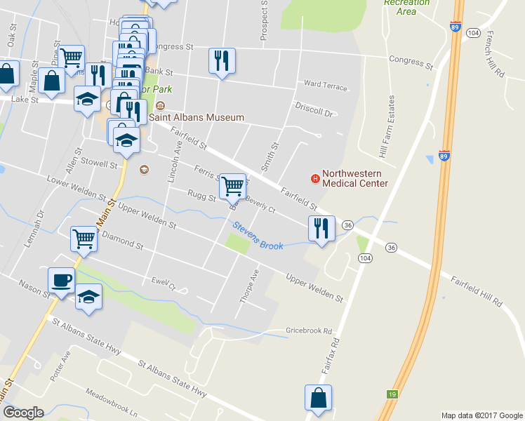 map of restaurants, bars, coffee shops, grocery stores, and more near 10 Beverly Court in Saint Albans City