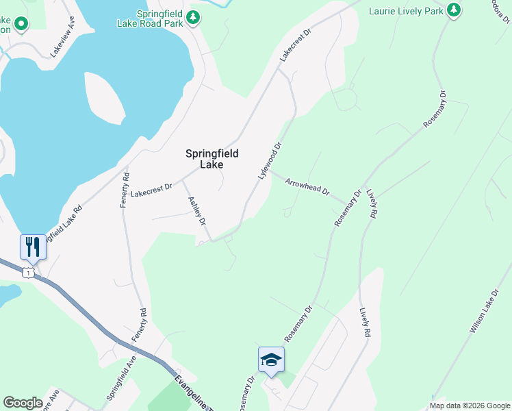 map of restaurants, bars, coffee shops, grocery stores, and more near 27 Lylewood Drive in Middle Sackville