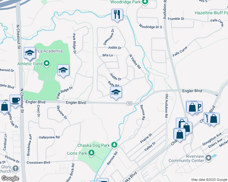 map of restaurants, bars, coffee shops, grocery stores, and more near 57 Carole Ln in Chaska