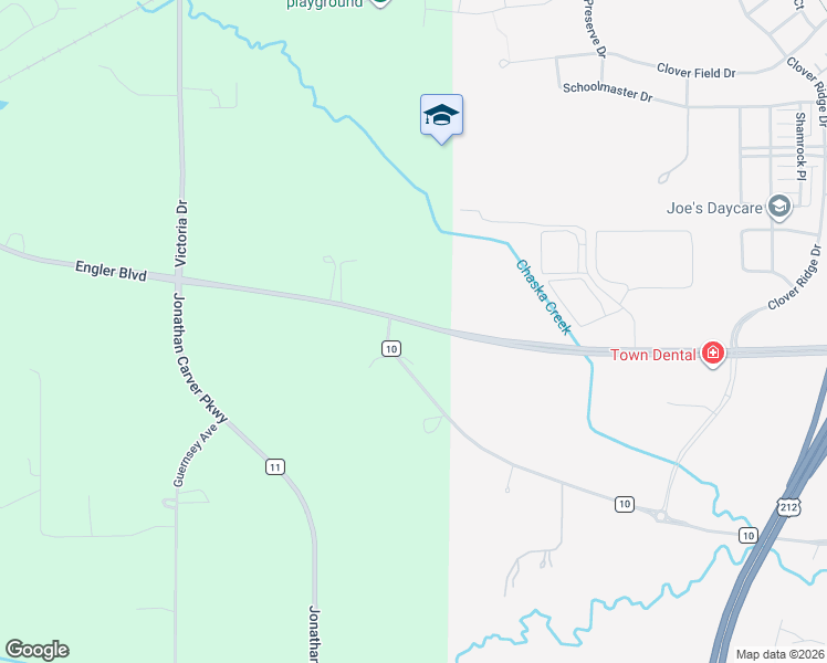 map of restaurants, bars, coffee shops, grocery stores, and more near 4880 Creek Road in Chaska