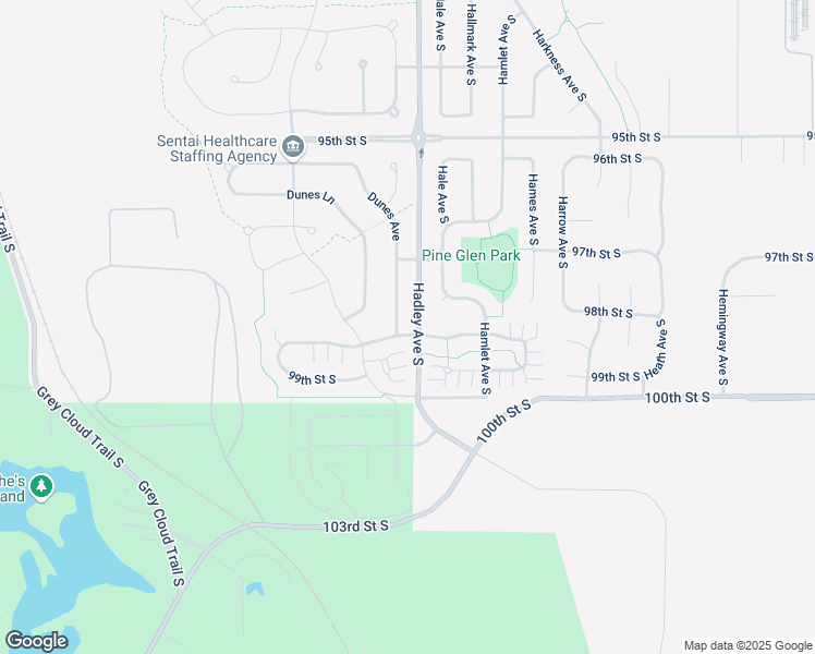 map of restaurants, bars, coffee shops, grocery stores, and more near 9779 Dunes Avenue in Cottage Grove