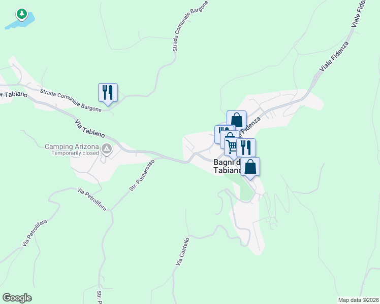 map of restaurants, bars, coffee shops, grocery stores, and more near 41 Via Rogate in Bagni di Tabiano