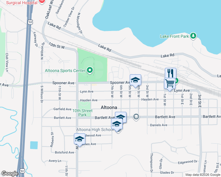 map of restaurants, bars, coffee shops, grocery stores, and more near 2104 Lynn Ave in Altoona