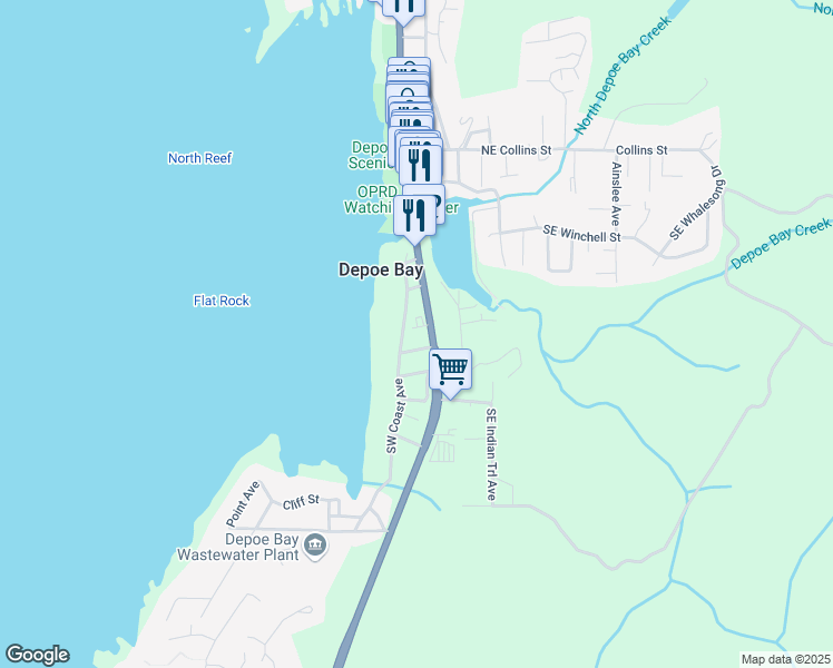 map of restaurants, bars, coffee shops, grocery stores, and more near 422 Southwest Coast Avenue in Depoe Bay