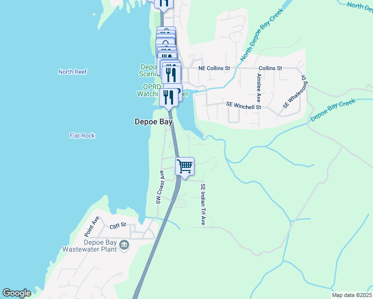 map of restaurants, bars, coffee shops, grocery stores, and more near 418 U.S. 101 in Depoe Bay
