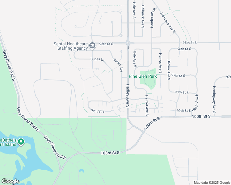 map of restaurants, bars, coffee shops, grocery stores, and more near 9785 Dunes Lane in Cottage Grove