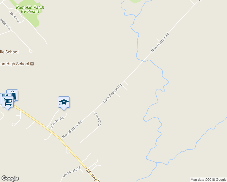 map of restaurants, bars, coffee shops, grocery stores, and more near 107 New Boston Road in Hermon